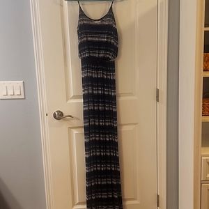 Lush, Navy and off white, maxi dress, XS
